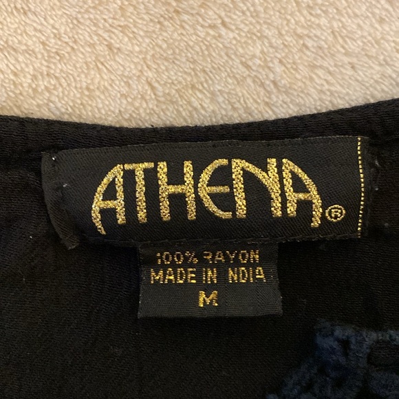 Athena Women’s Sheer Black V Neck Tunic size Medium Embroidered Swim Coverup - Picture 4 of 10